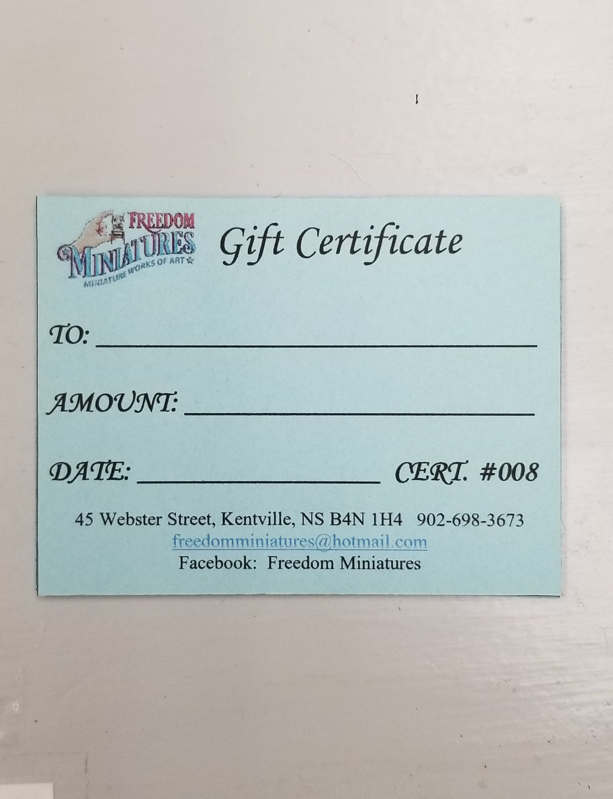 Freedom Miniatures Gift Certificate - Gift Card