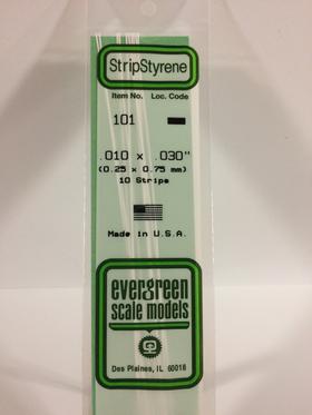 Evergreen .010" x .030" White Strip - Polystyrene - #101