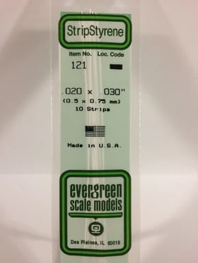 Evergreen .020" x .030" White Strip - Polystyrene - #121