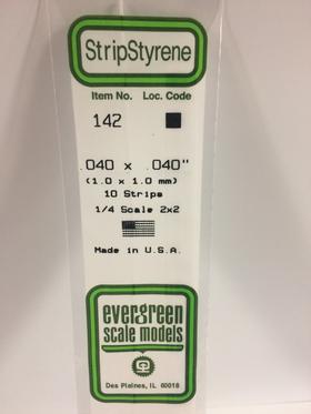 Evergreen .040" x .040" White Strip - Polystyrene - #142
