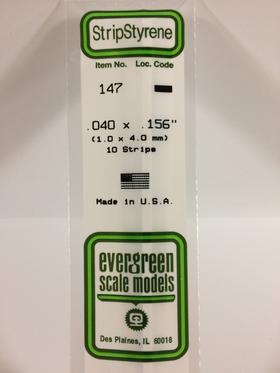 Evergreen .040" x .156" White Strip - Polystyrene - #147