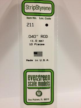 Evergreen Rod .040" Diameter - Opaque White Polystyrene - #211