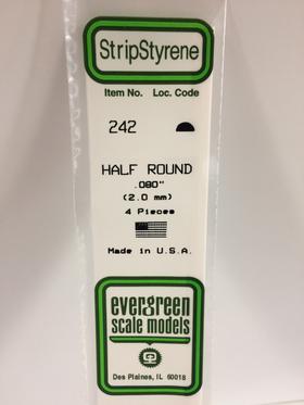 Evergreen Half Round .080" - Opaque White Polystyrene - #242