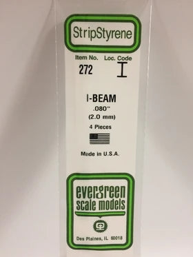 Evergreen I-Beam .080" - Opaque White Polystyrene - #272