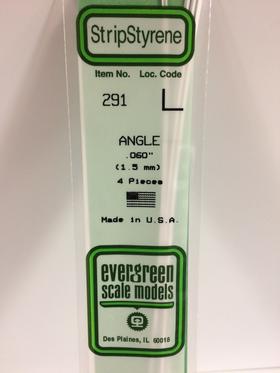 Evergreen Angle .060" - Opaque White Polystyrene - #291