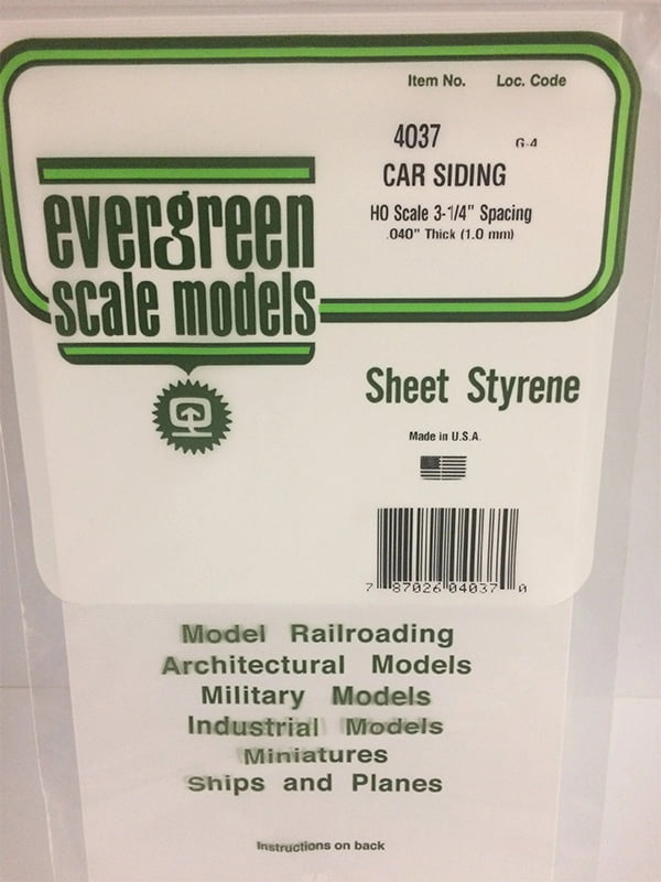Evergreen HO Scale Car Siding .040" - Opaque White Polystyrene - #4037