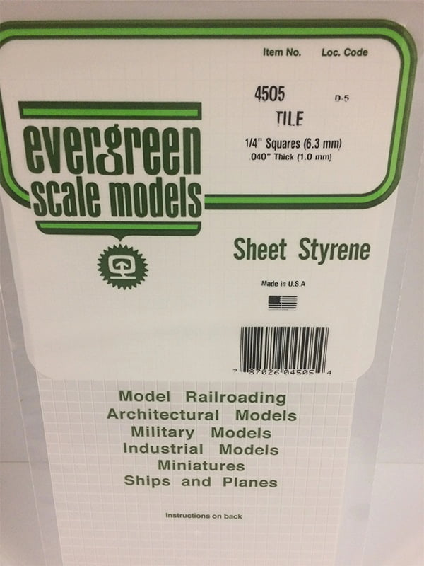 Evergreen Square Tile - 1/4" - Opaque White Polystyrene - #4505
