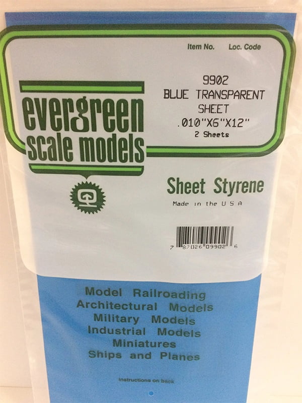 Evergreen Blue Transparent Sheet - .010x6x12" - Polystyrene - #9902