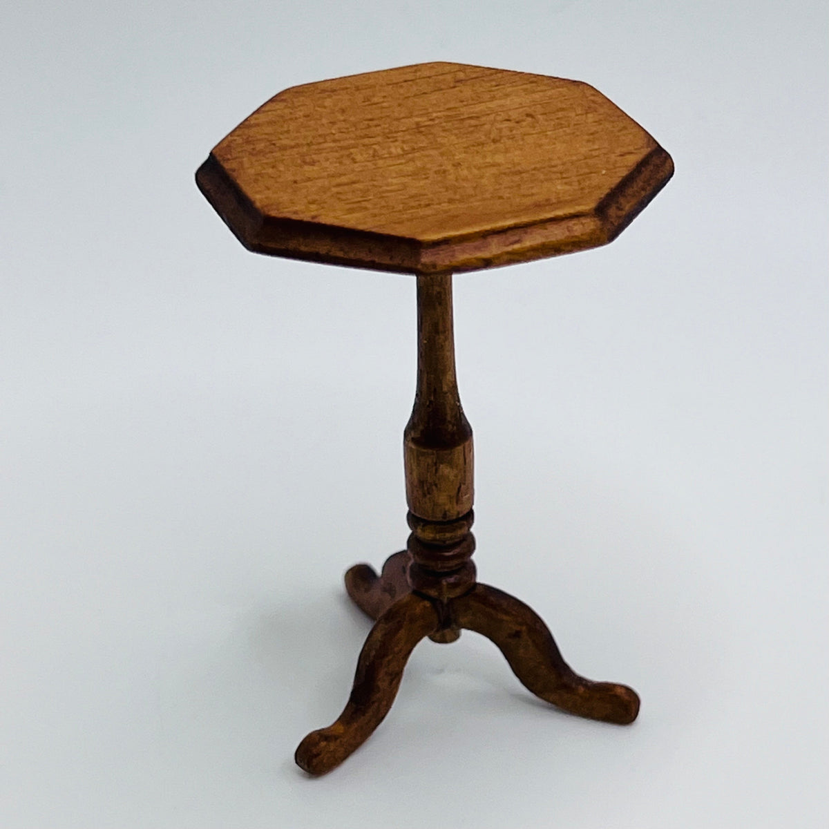 Octagonal Side Table - Light Walnut - 1/12 Scale Dollhouse Miniature