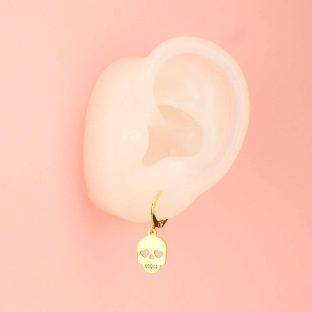 Lovely Bones Skull Earrings (Gold Plated)