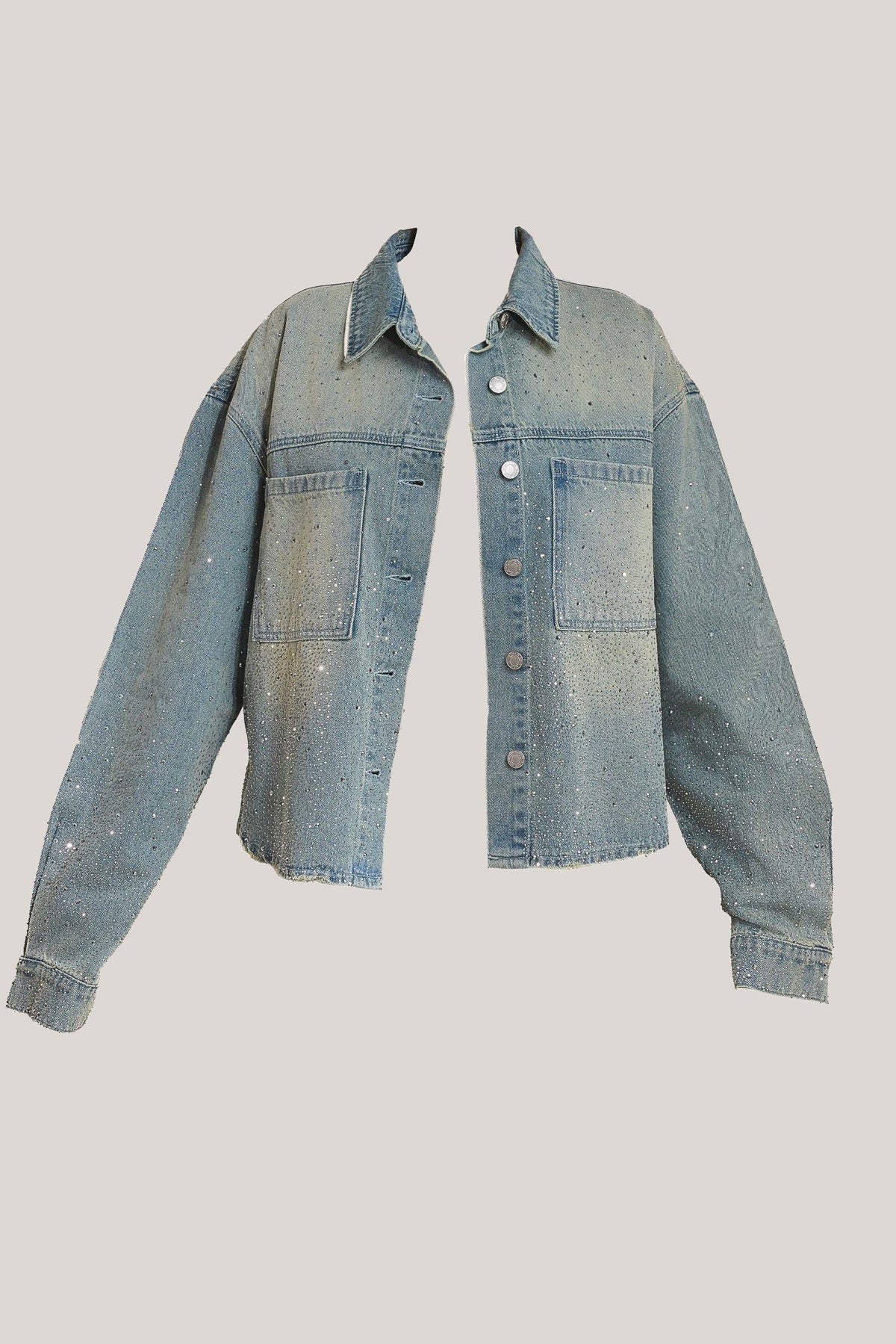 The Kai Rhinestone Shirt in Blue