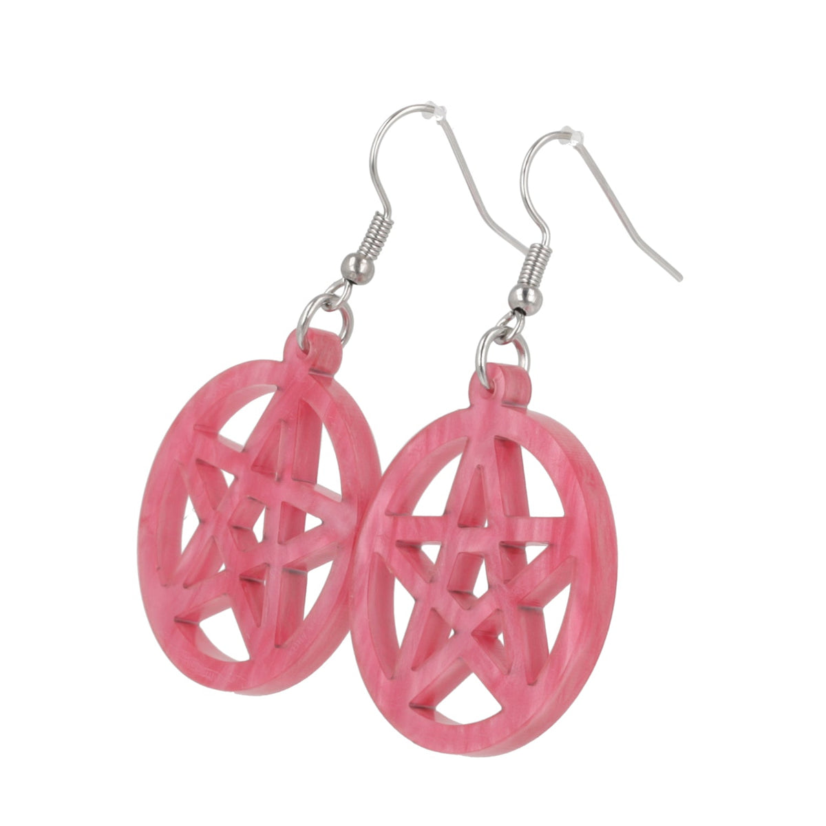 Marble Pink Pentacle Earrings
