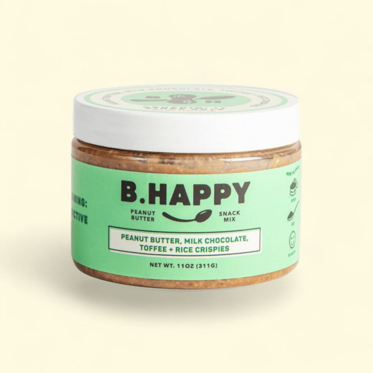 B Happy Peanut Butter, Go Lucky - Milk Chocolate, Toffee + Rice Crispies 12 oz