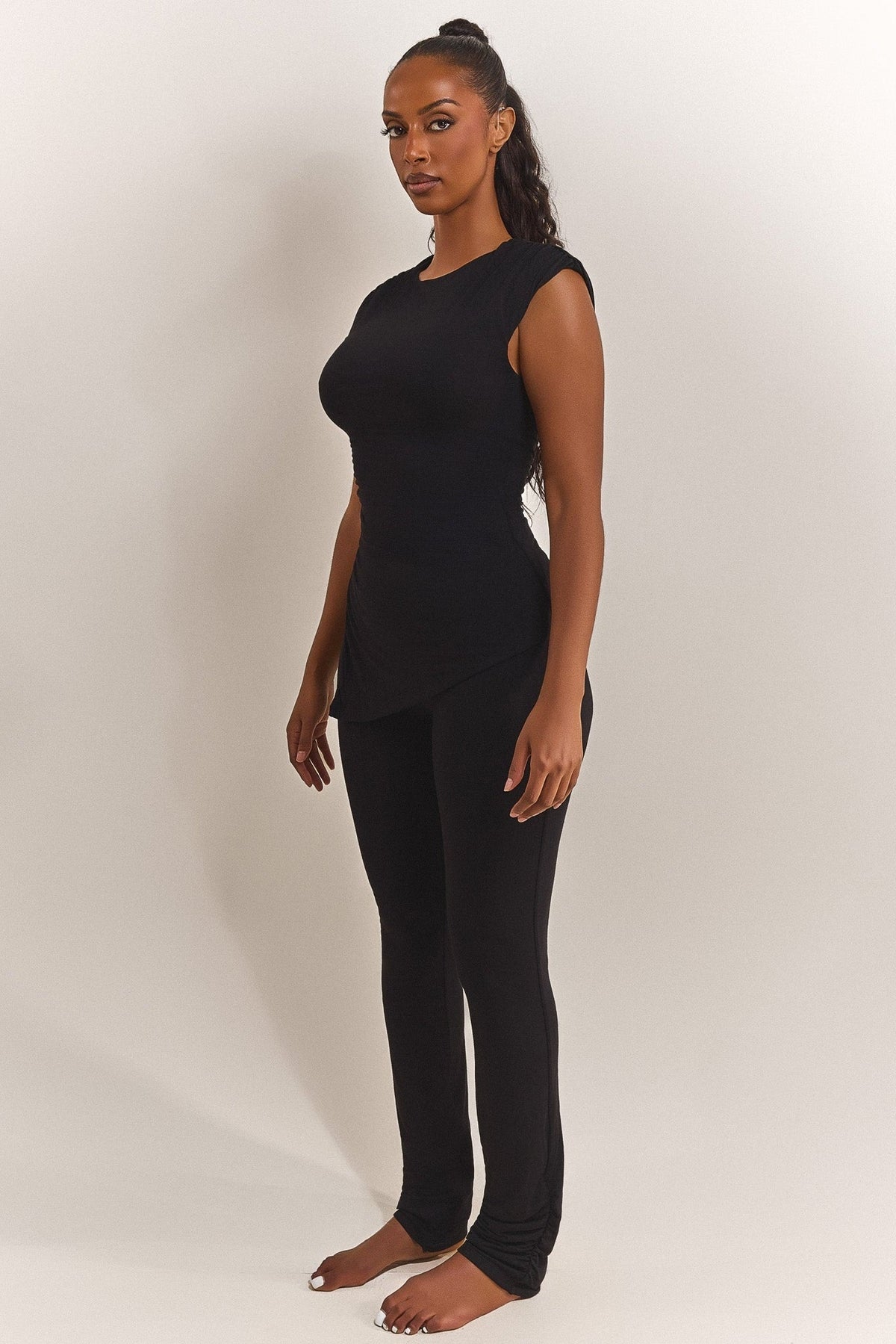 The Drape Ruche Top in Black