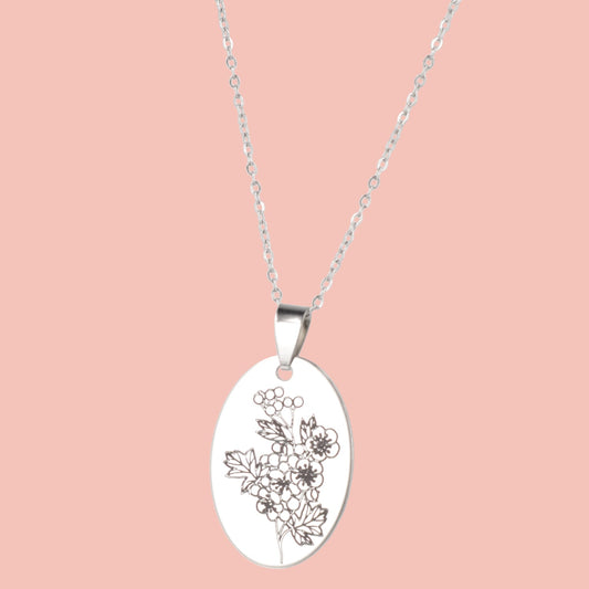 May Birth Flower Necklace - Hawthorn