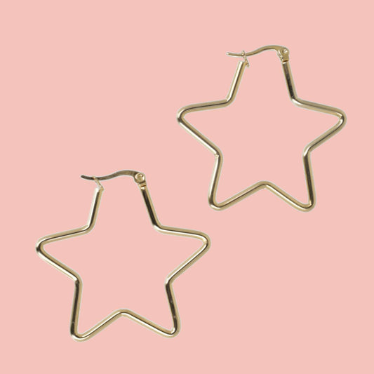 Medium Super Star Hoop Earrings (Gold Plated)